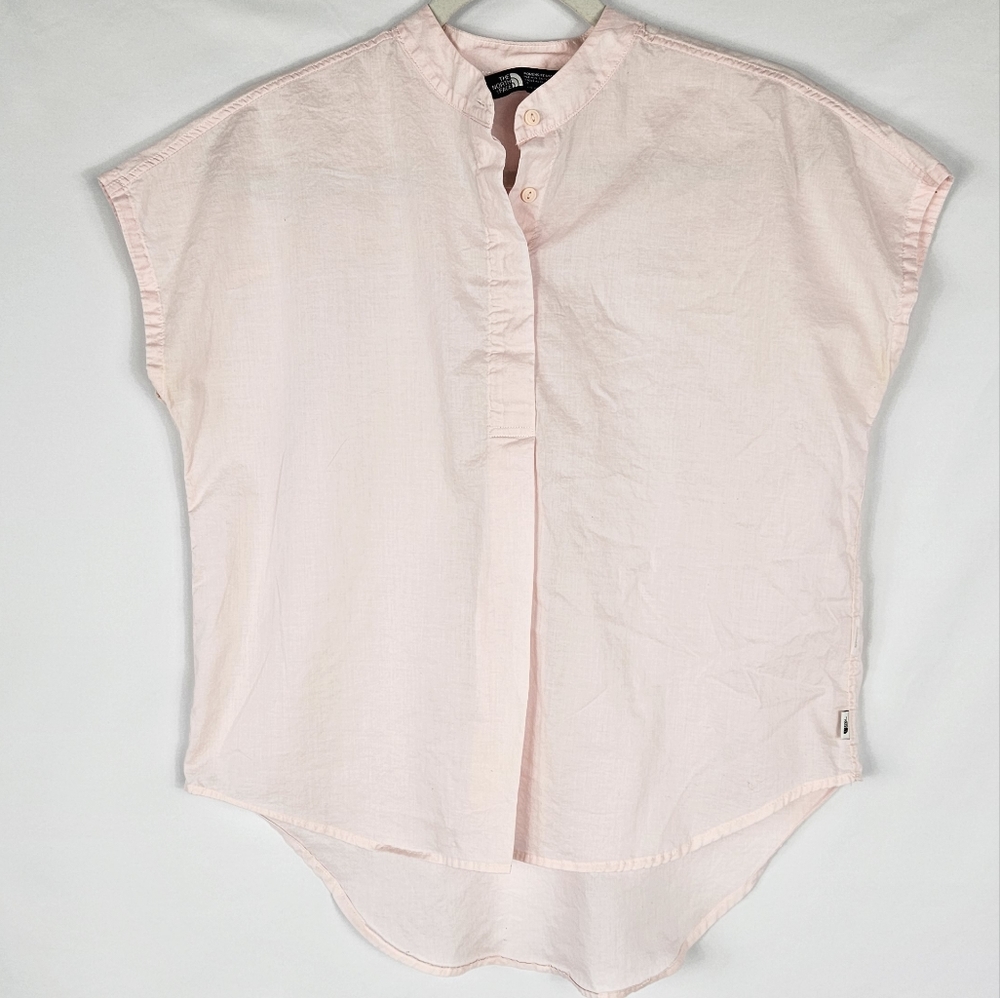 Light Pink Split-Neck Cap Sleeve Blouse